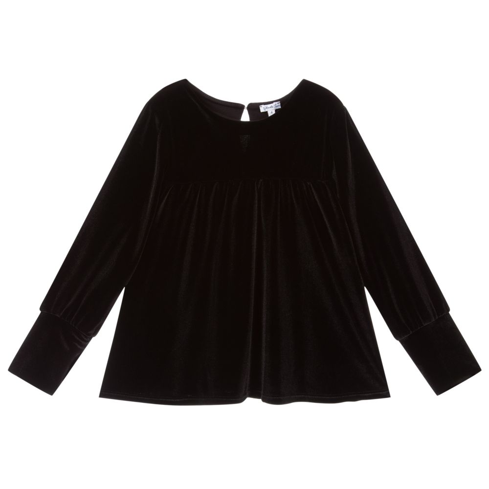 Piccola Ludo-Black Velvet Top | Childrensalon Outlet