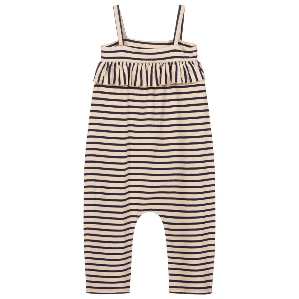 Piccola Ludo-Blue & Beige Striped Jumpsuit | Childrensalon Outlet