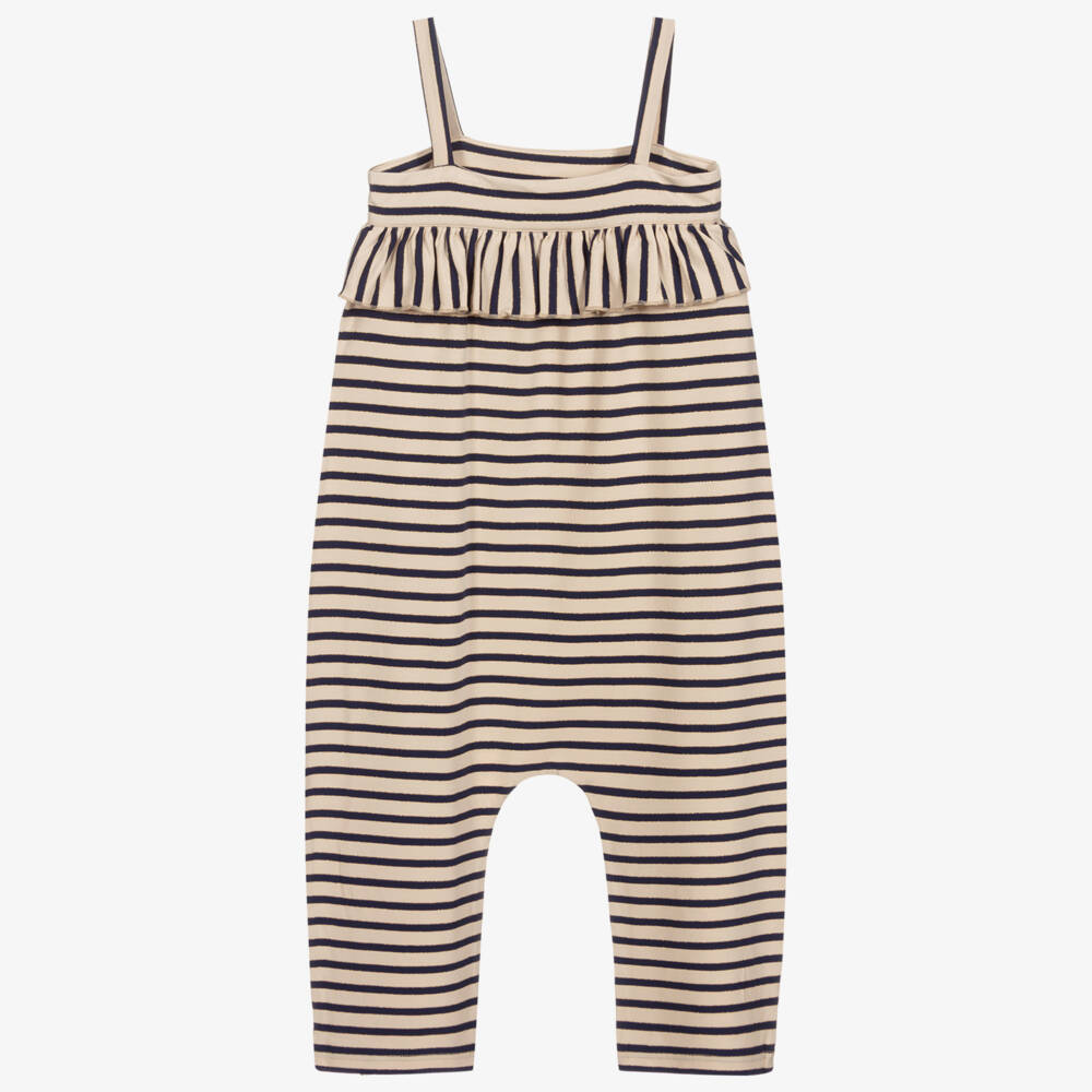 Piccola Ludo-Blue & Beige Striped Jumpsuit | Childrensalon Outlet