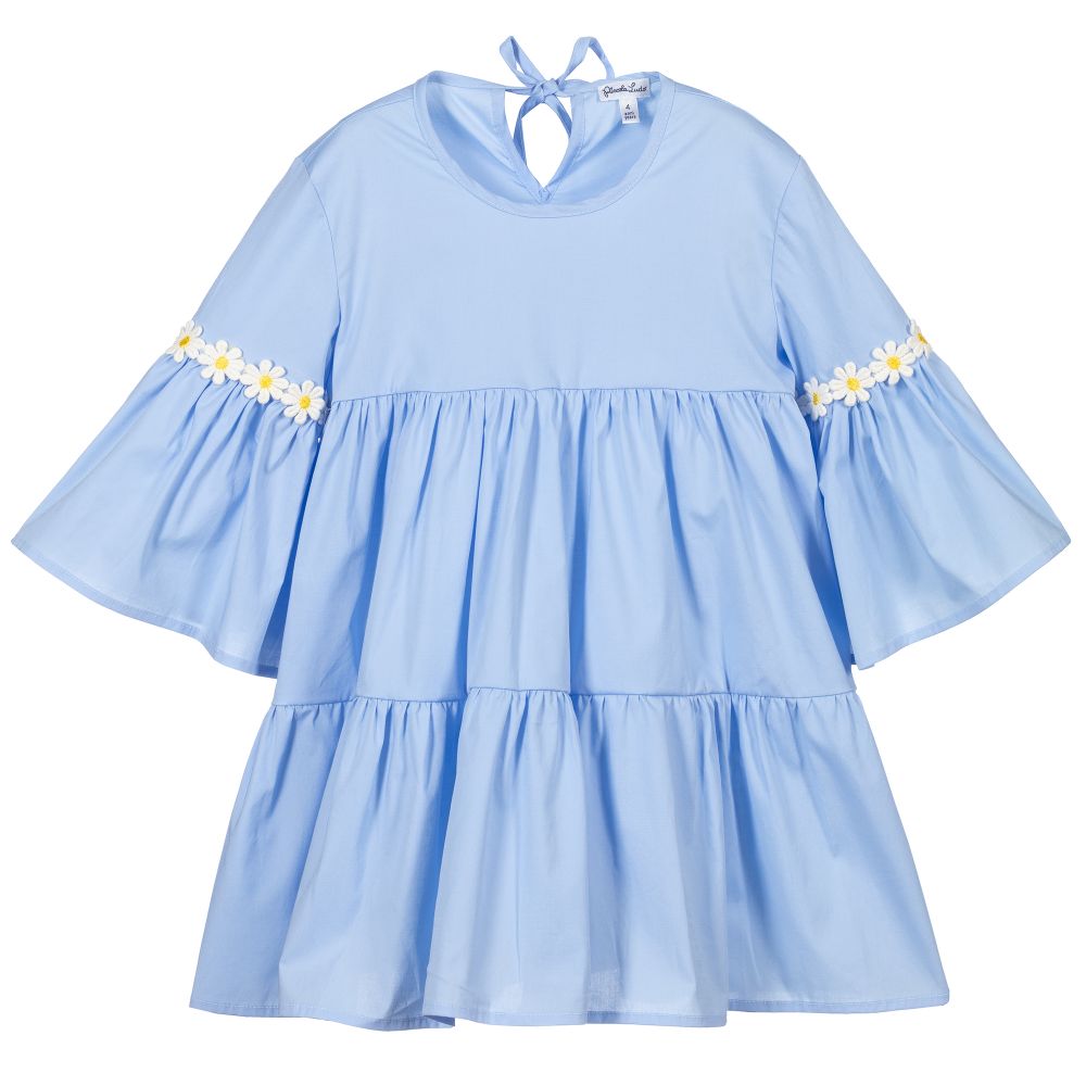 Piccola Ludo - Vestido azul de algodón con margaritas | Childrensalon Outlet