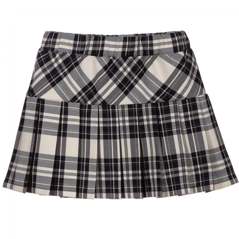 Piccola Ludo - Blue & Ivory Check Skirt | Childrensalon