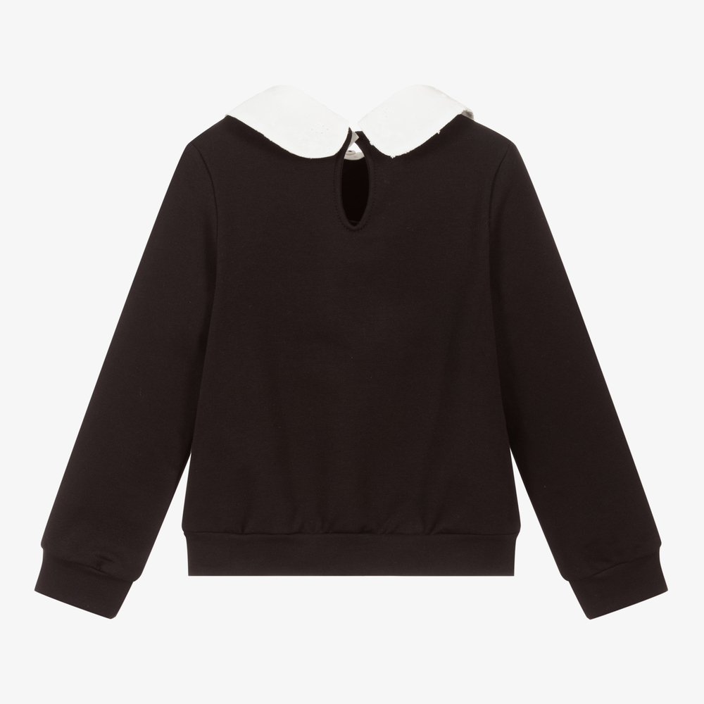 بيكولا لودو-سويتشيرت بياقة قطن جيرسي لون أسود للبنات | Childrensalon Outlet