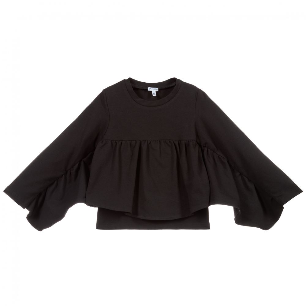 Piccola Ludo-Girls Black Jersey Blouse | Childrensalon Outlet