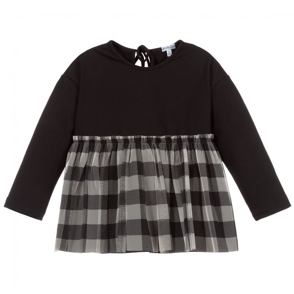 Piccola Ludo - Girls Black Jersey Top | Childrensalon