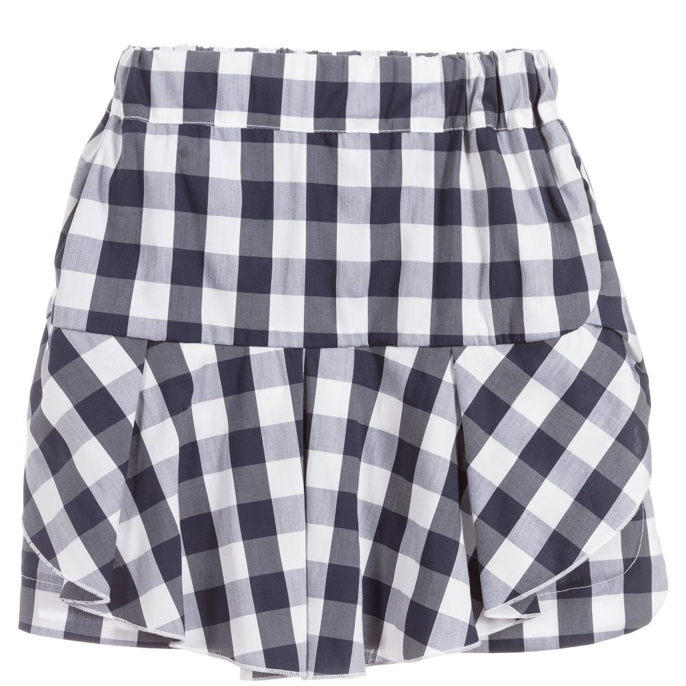 Piccola Ludo - Girls Blue Checked Skirt | Childrensalon