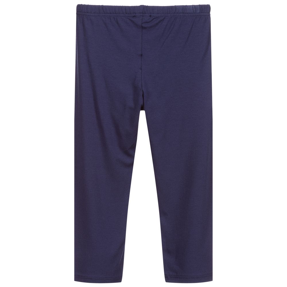 Piccola Ludo-Girls Blue Viscose Leggings | Childrensalon Outlet