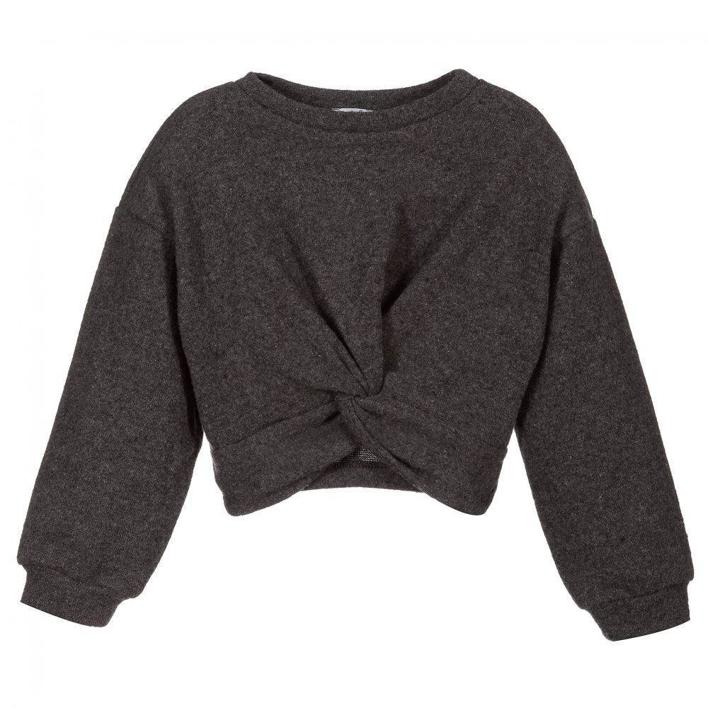 Piccola Ludo - Girls Grey Knitted Jumper | Childrensalon