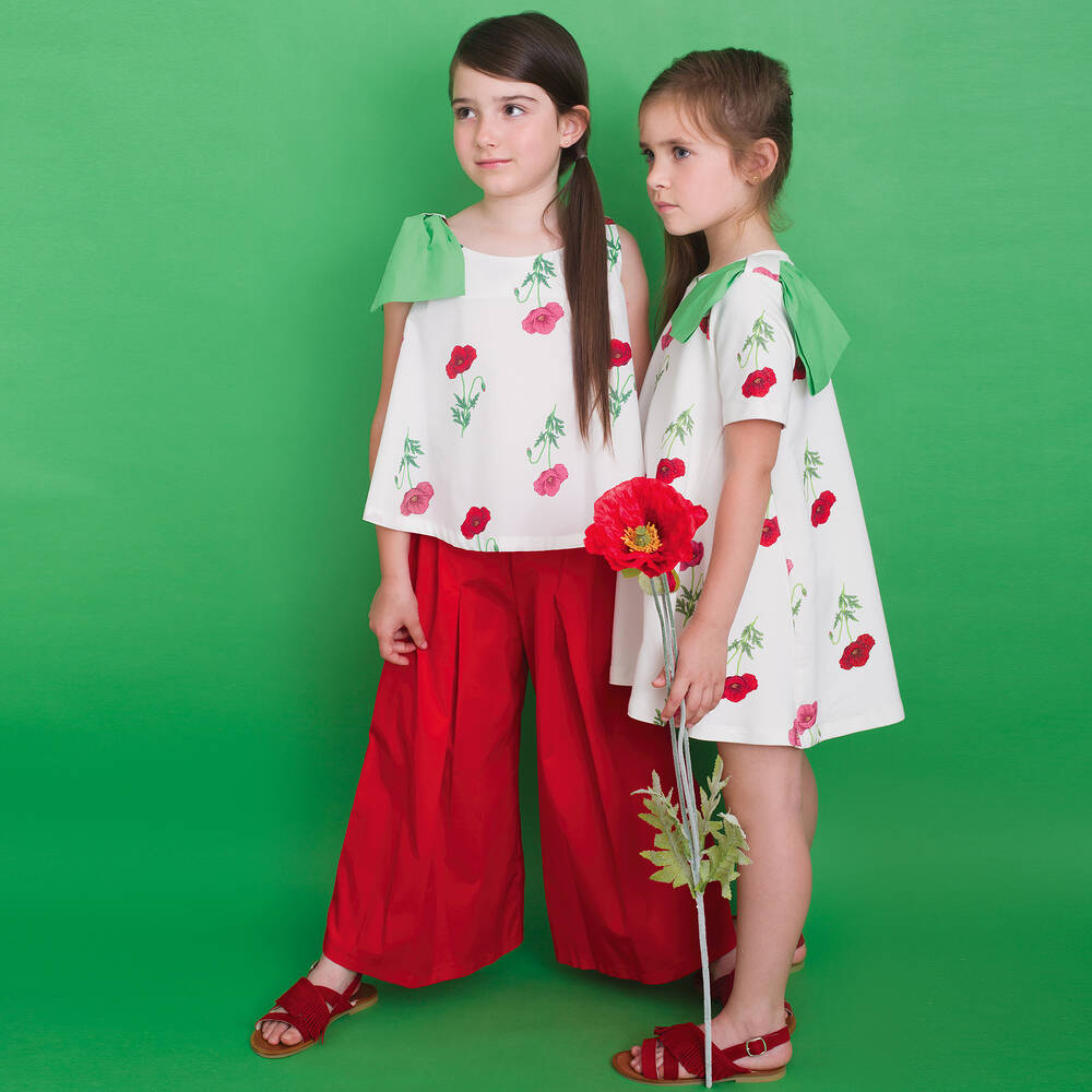 Piccola Ludo-بلوز قطن لون عاجي وأحمر | Childrensalon Outlet