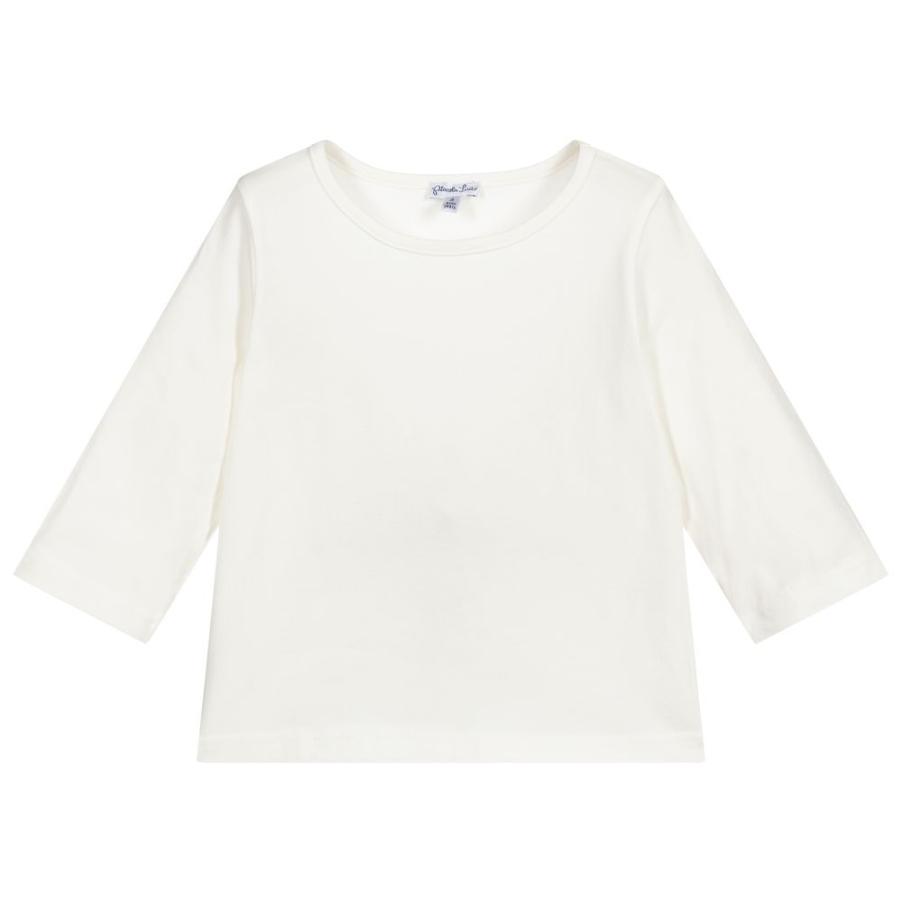 Piccola Ludo-Girls Ivory Jersey Top | Childrensalon Outlet