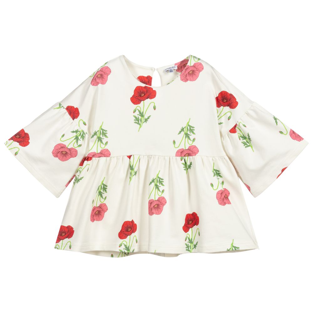 Piccola Ludo - Girls Ivory Jersey Top | Childrensalon