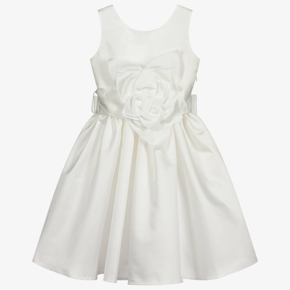 Piccola Ludo-Girls Ivory Satin Dress | Childrensalon Outlet