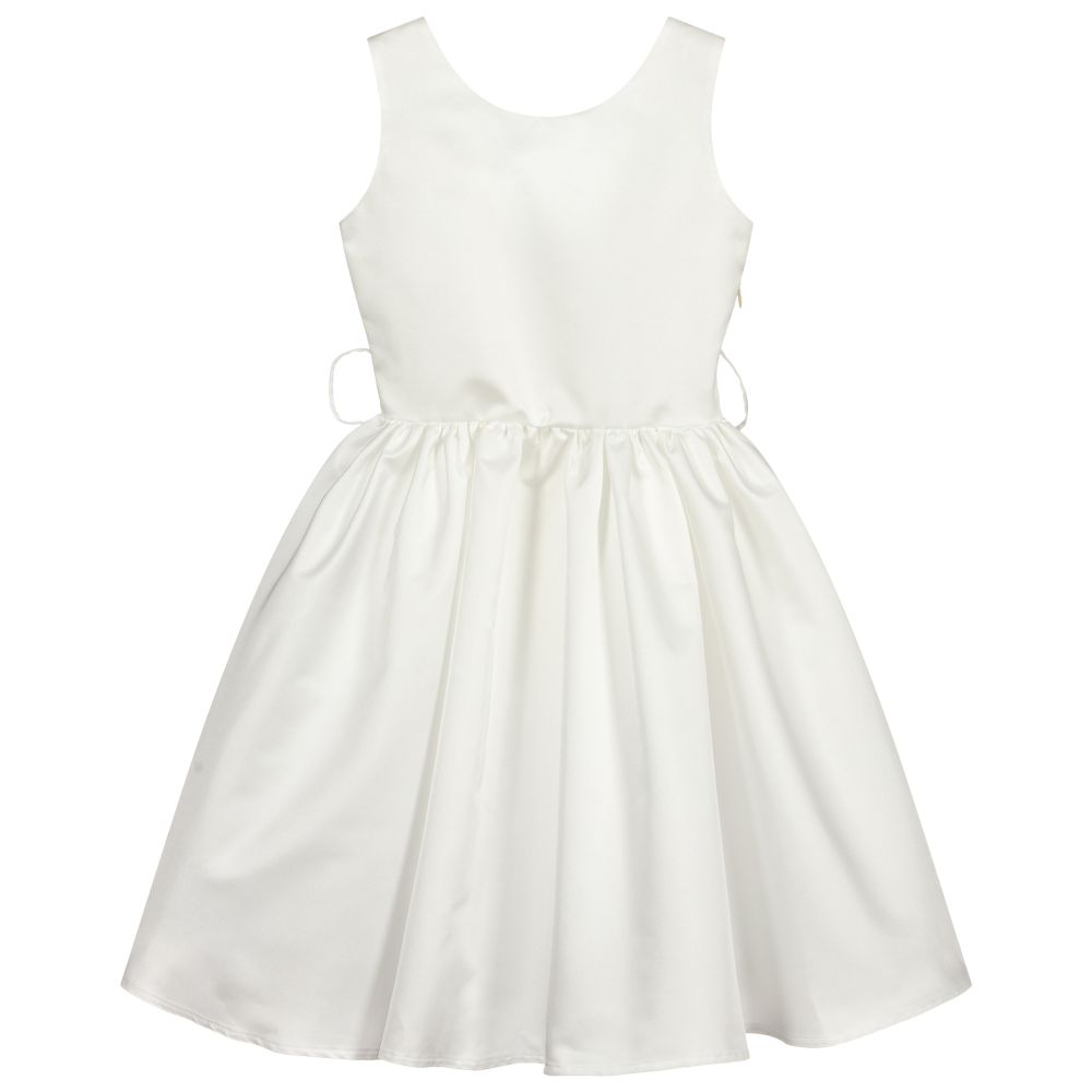 Piccola Ludo - Girls Ivory Satin Dress | Childrensalon Outlet