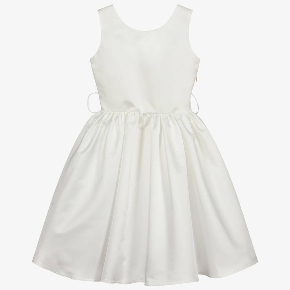 Piccola Ludo-Girls Ivory Satin Dress | Childrensalon Outlet