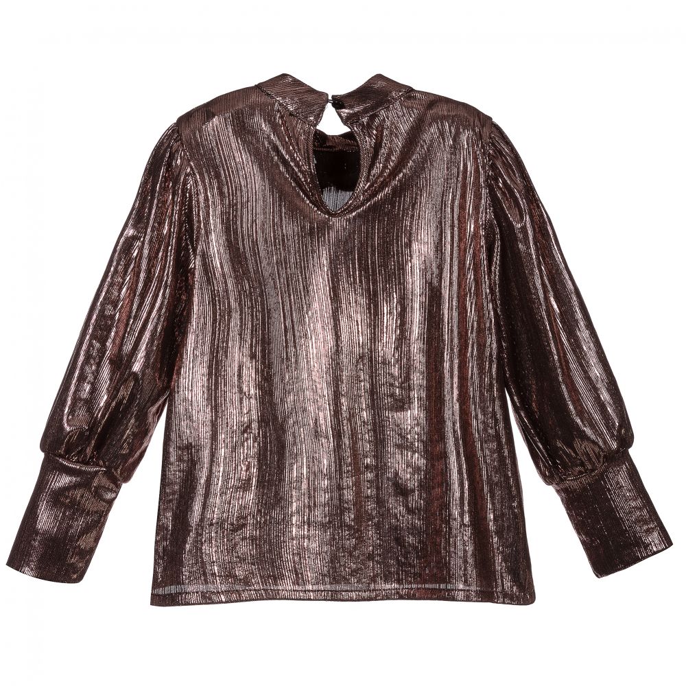 Piccola Ludo-Girls Metallic Pink Blouse | Childrensalon Outlet