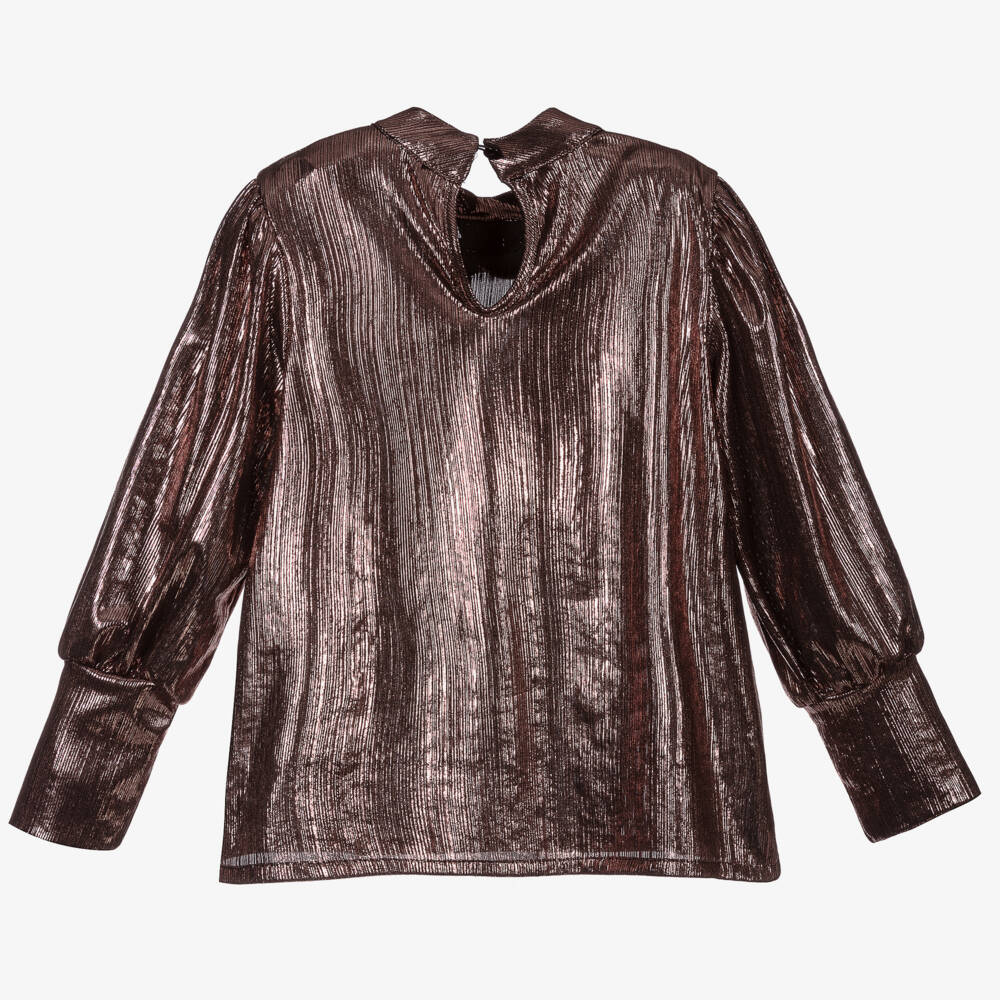 Piccola Ludo-Girls Metallic Pink Blouse | Childrensalon Outlet