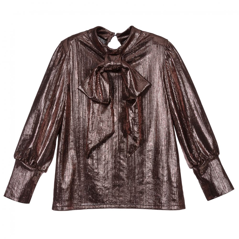 Piccola Ludo - Girls Metallic Pink Blouse | Childrensalon