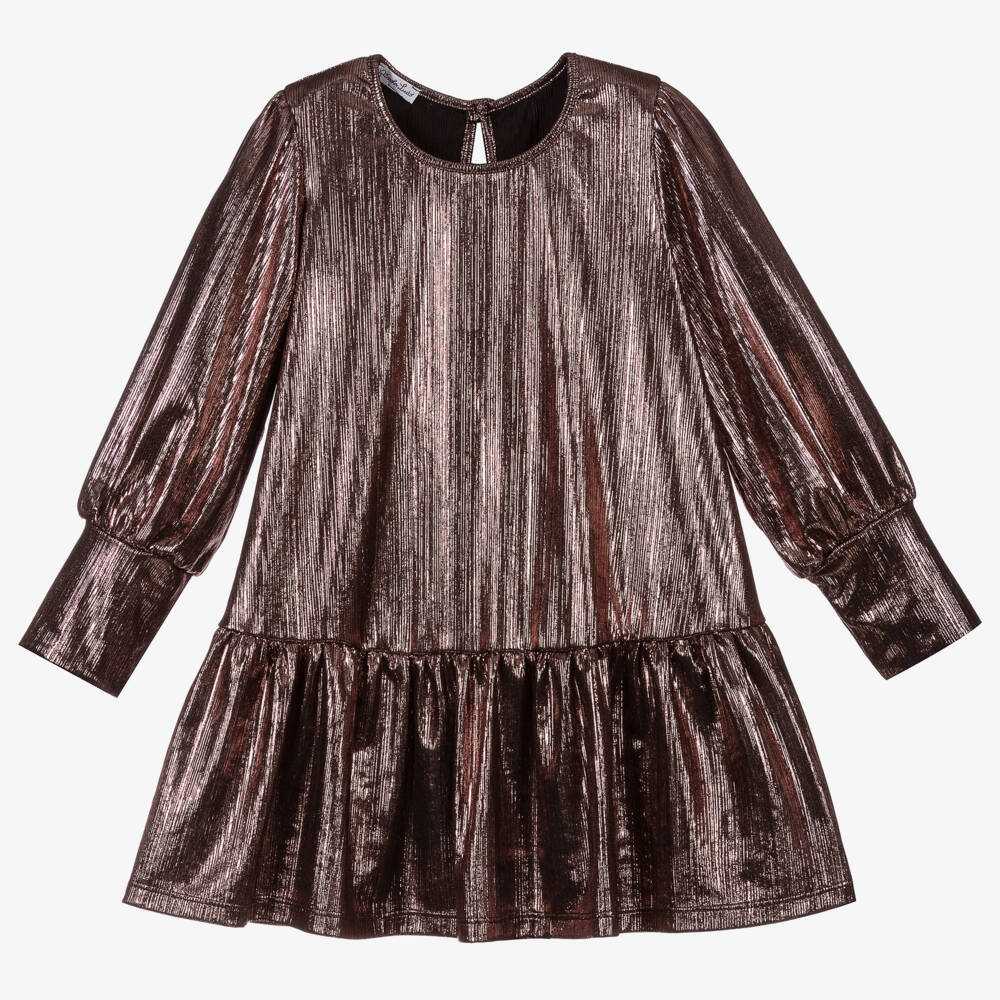 Piccola Ludo-Girls Metallic Pink Dress | Childrensalon Outlet
