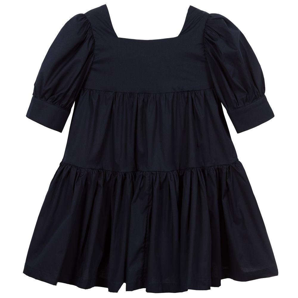 Piccola Ludo - Girls Navy Blue Cotton Dress | Childrensalon