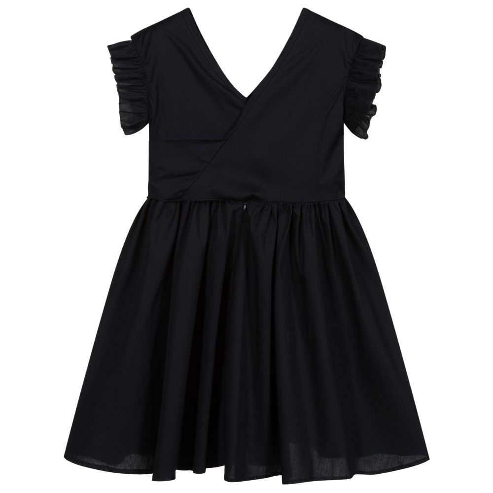 Piccola Ludo-Girls Navy Blue Cotton Dress | Childrensalon Outlet