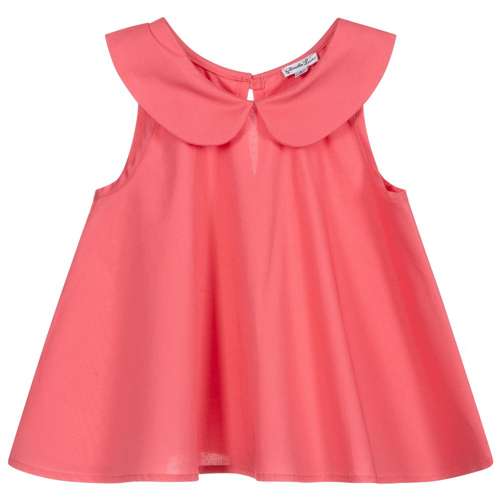 Piccola Ludo - Girls Pink Cotton Blouse | Childrensalon