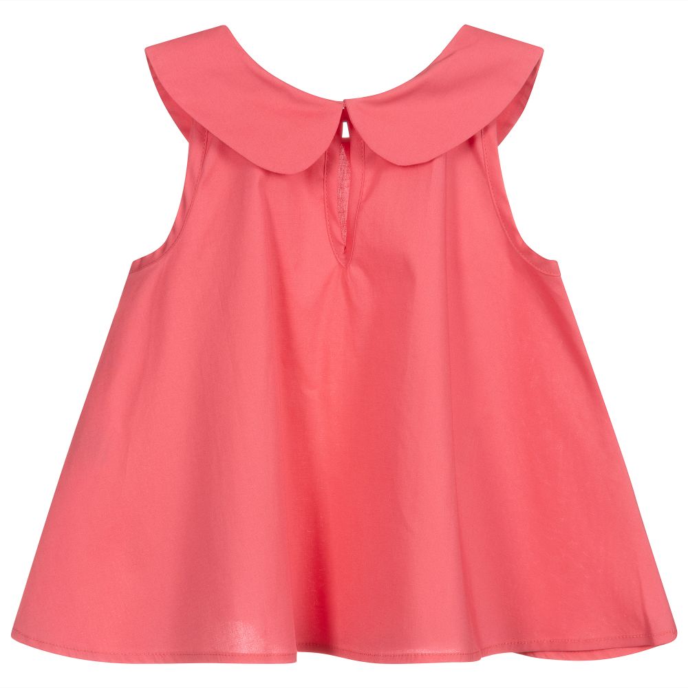 Piccola Ludo-Girls Pink Cotton Blouse | Childrensalon Outlet