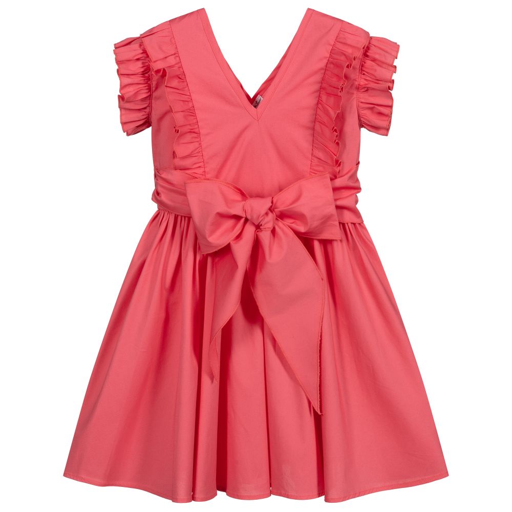 Piccola Ludo - Girls Pink Cotton Dress | Childrensalon