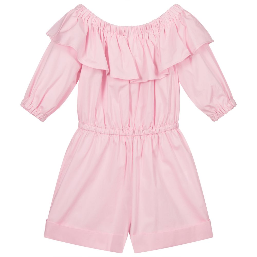 Piccola Ludo - Rosa Baumwoll-Playsuit für Mädchen | Childrensalon