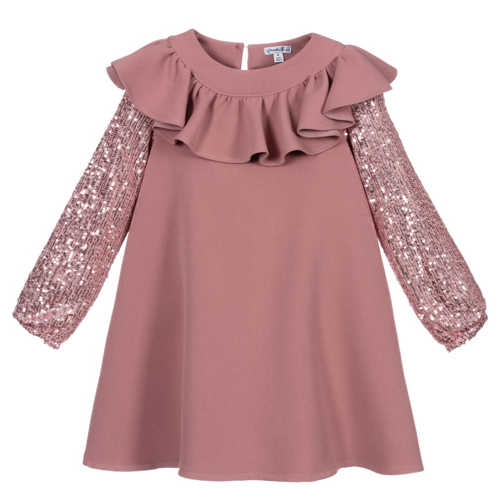 Piccola Ludo - Girls Pink Sequin Dress | Childrensalon