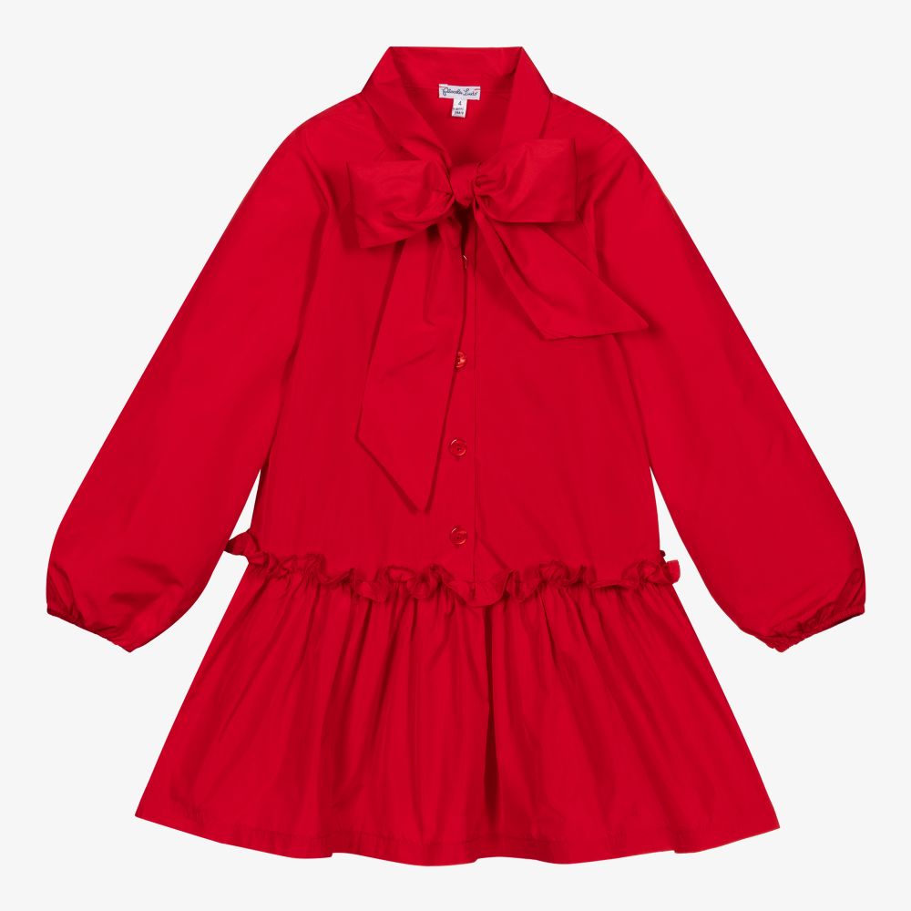 Piccola Ludo - Girls Red Bow Dress | Childrensalon