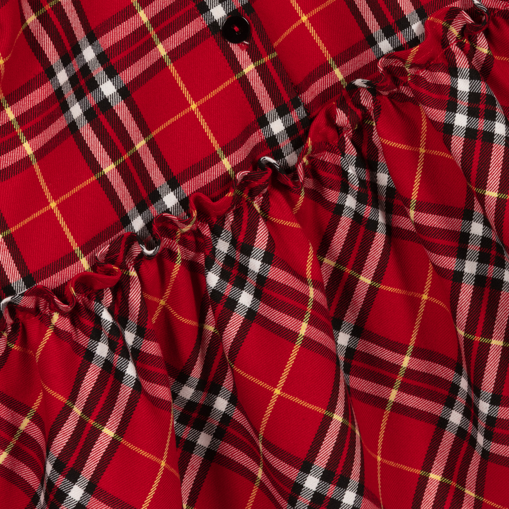 بيكولا لودو-فستان مزيج فيسكوز كاروهات لون أحمر وأبيض | Childrensalon Outlet