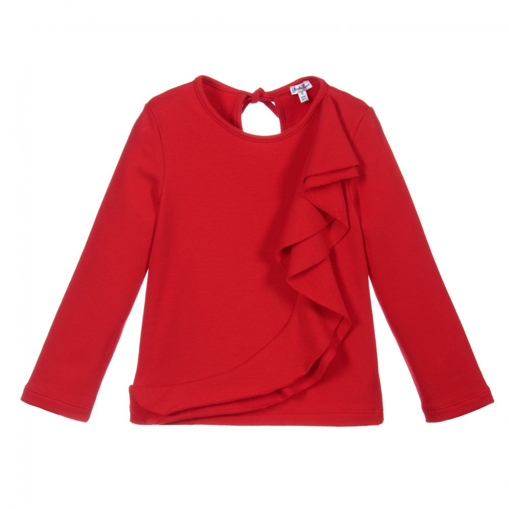 Piccola Ludo - Girls Red Cotton Top | Childrensalon