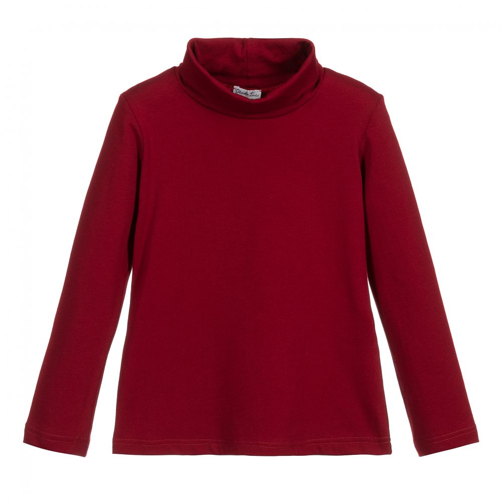 Piccola Ludo - Girls Red Funnel Neck Top | Childrensalon