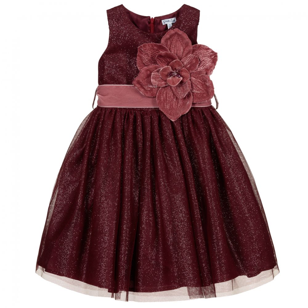 Piccola Ludo - Girls Red Glittery Dress  | Childrensalon