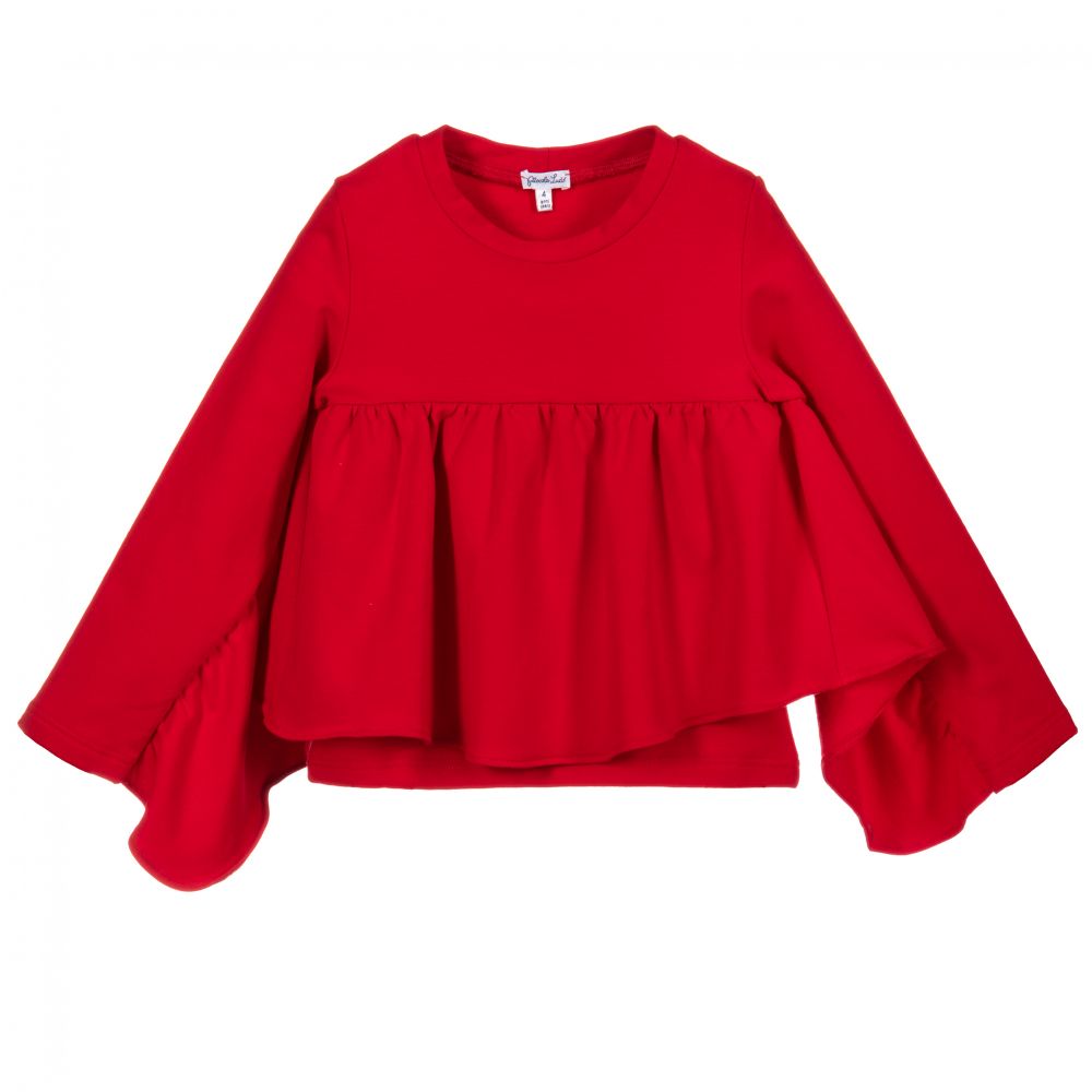 Piccola Ludo - Girls Red Jersey Blouse | Childrensalon