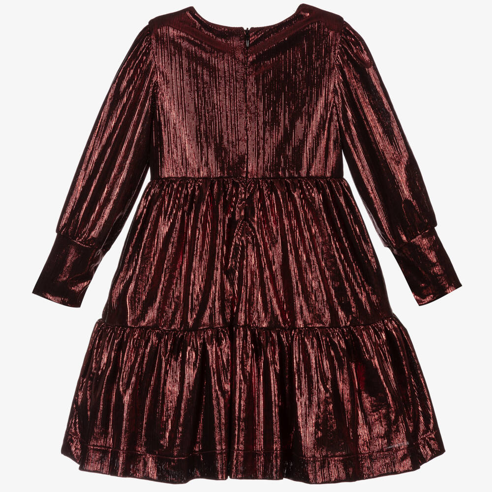 Piccola Ludo-Girls Red Metallic Dress | Childrensalon Outlet