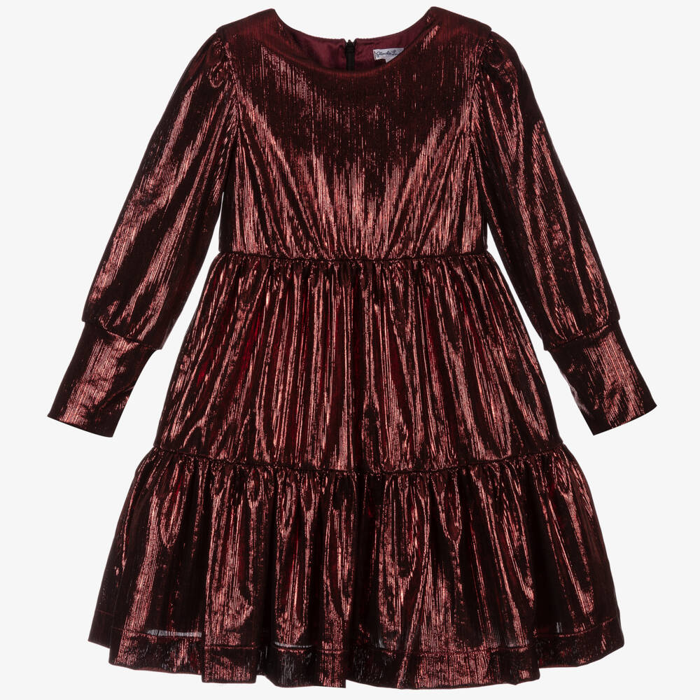 Piccola Ludo-Girls Red Metallic Dress | Childrensalon Outlet