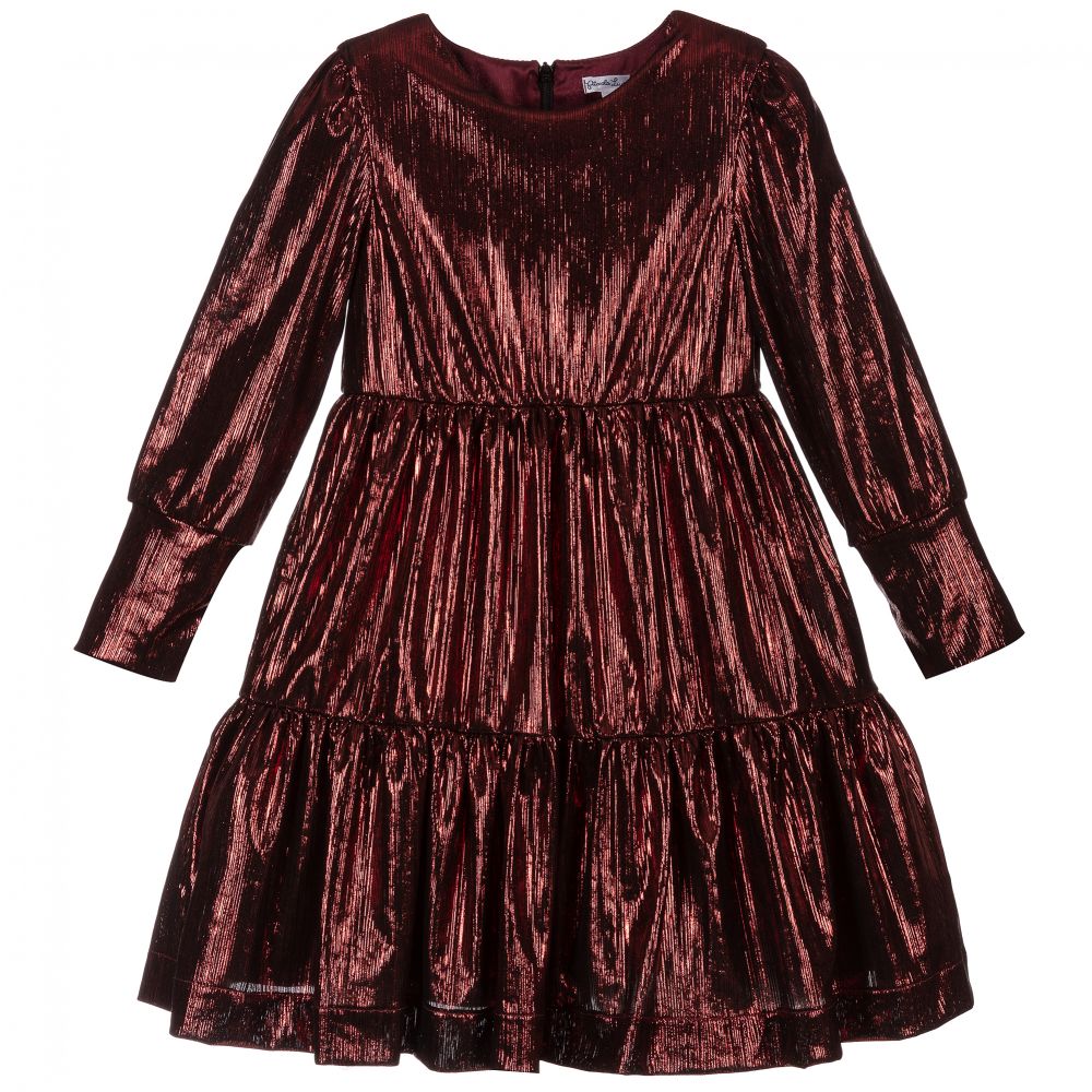 Piccola Ludo-Girls Red Metallic Dress | Childrensalon Outlet