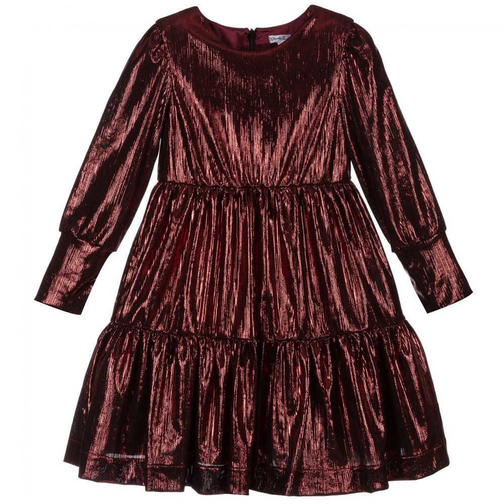 Piccola Ludo - Girls Red Metallic Dress | Childrensalon