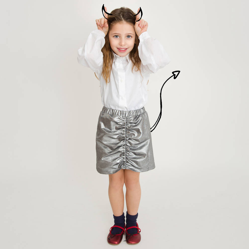 Piccola Ludo-بلوز قطن ستريتش لون أبيض | Childrensalon Outlet