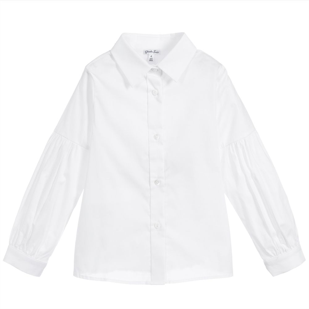 Piccola Ludo - Girls White Cotton Blouse | Childrensalon