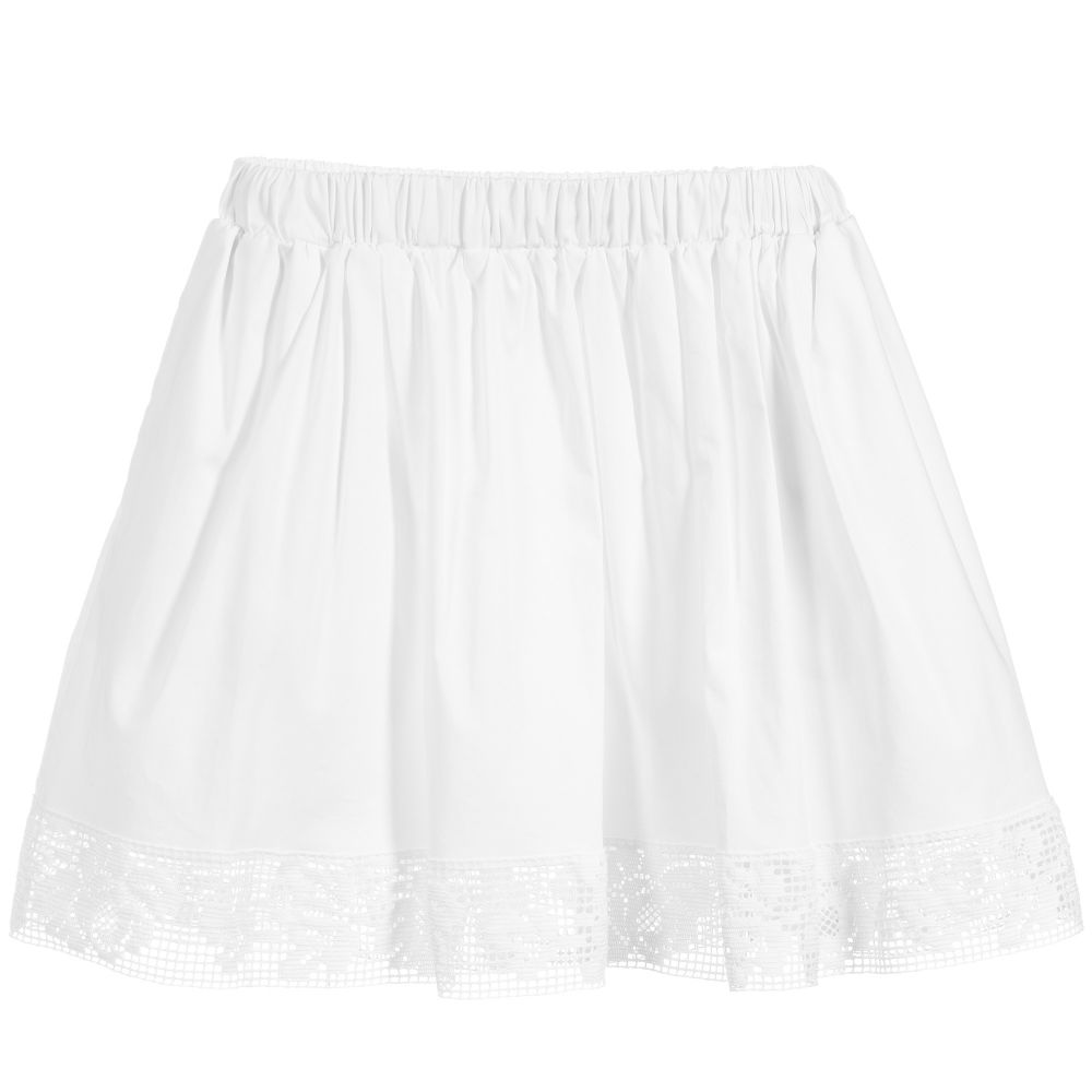 Piccola Ludo - Girls White Cotton Skirt | Childrensalon
