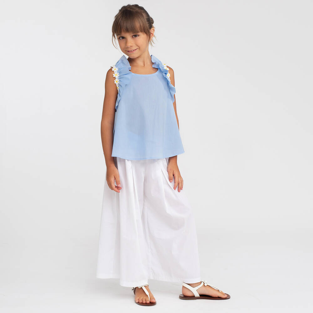 بيكولا لودو-بنطلون قطن خفيف لون ابيض للبنات | Childrensalon Outlet