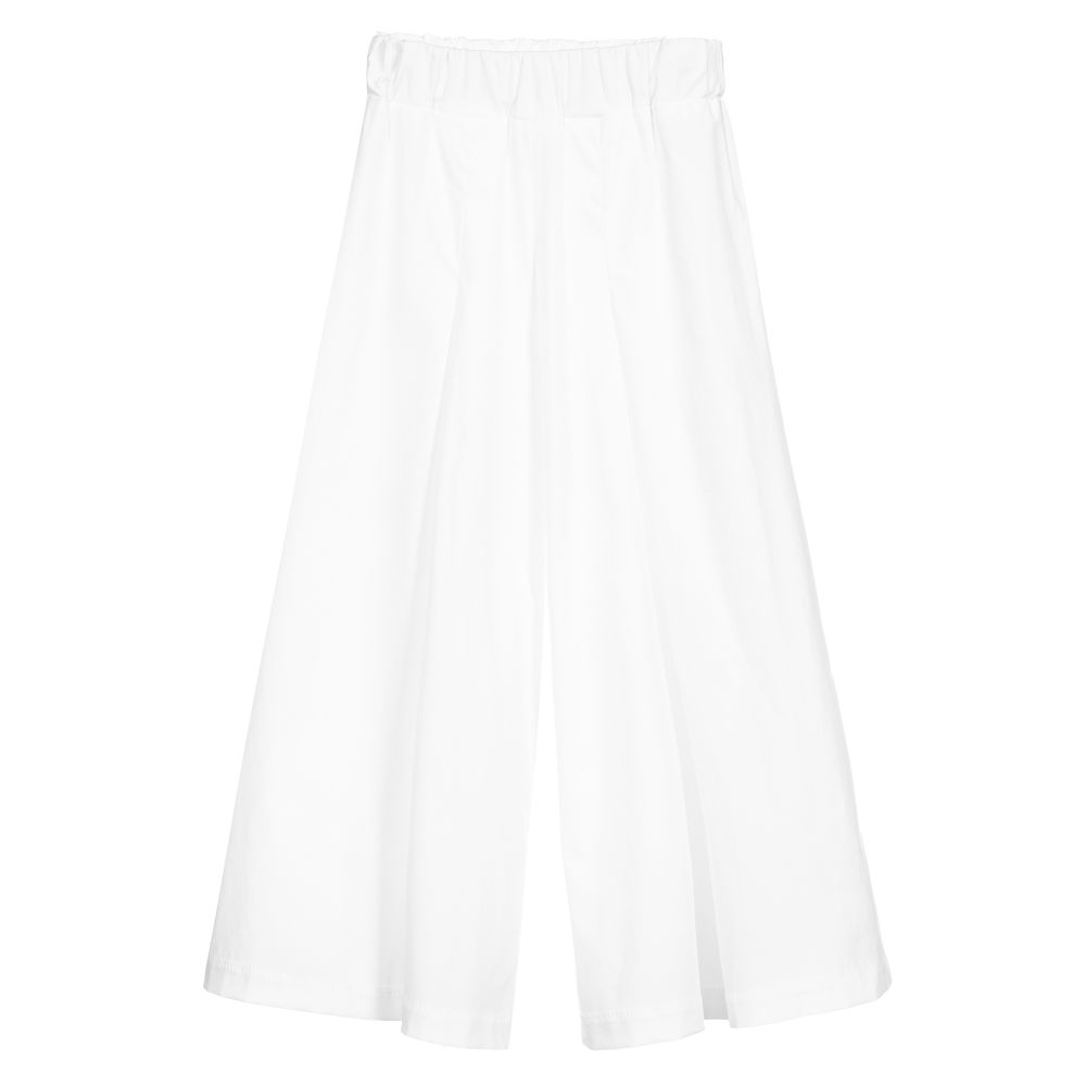 Piccola Ludo-Girls White Cotton Trousers | Childrensalon Outlet