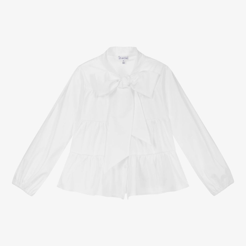 Piccola Ludo - Girls White Ruffle Blouse | Childrensalon