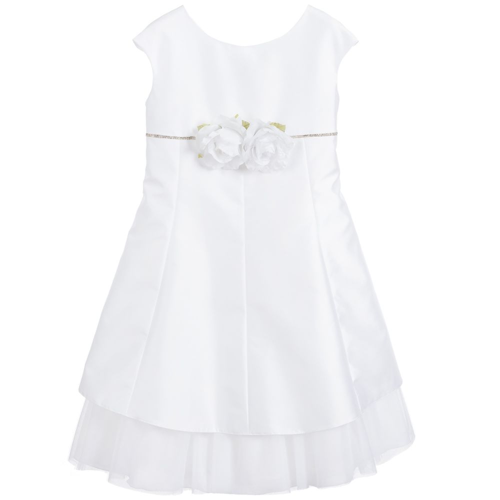 Piccola Ludo - Girls White Satin Dress | Childrensalon