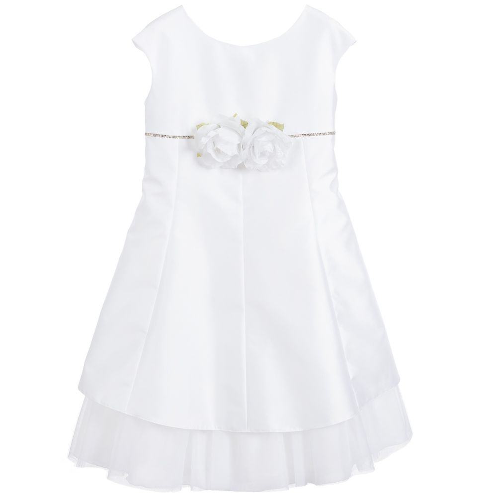 Piccola Ludo-Girls White Satin Dress | Childrensalon Outlet