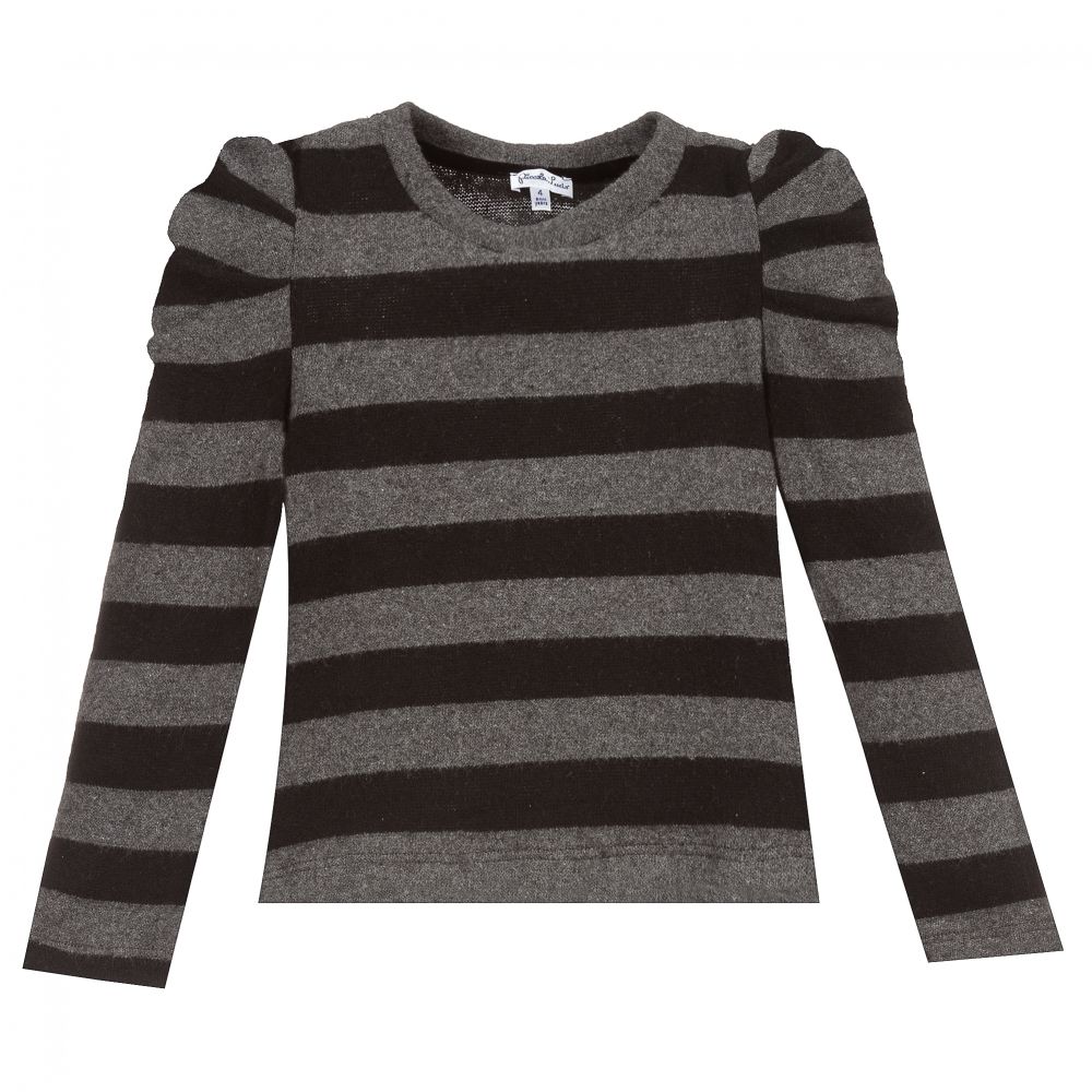 Piccola Ludo - Grey & Black Striped Sweater | Childrensalon