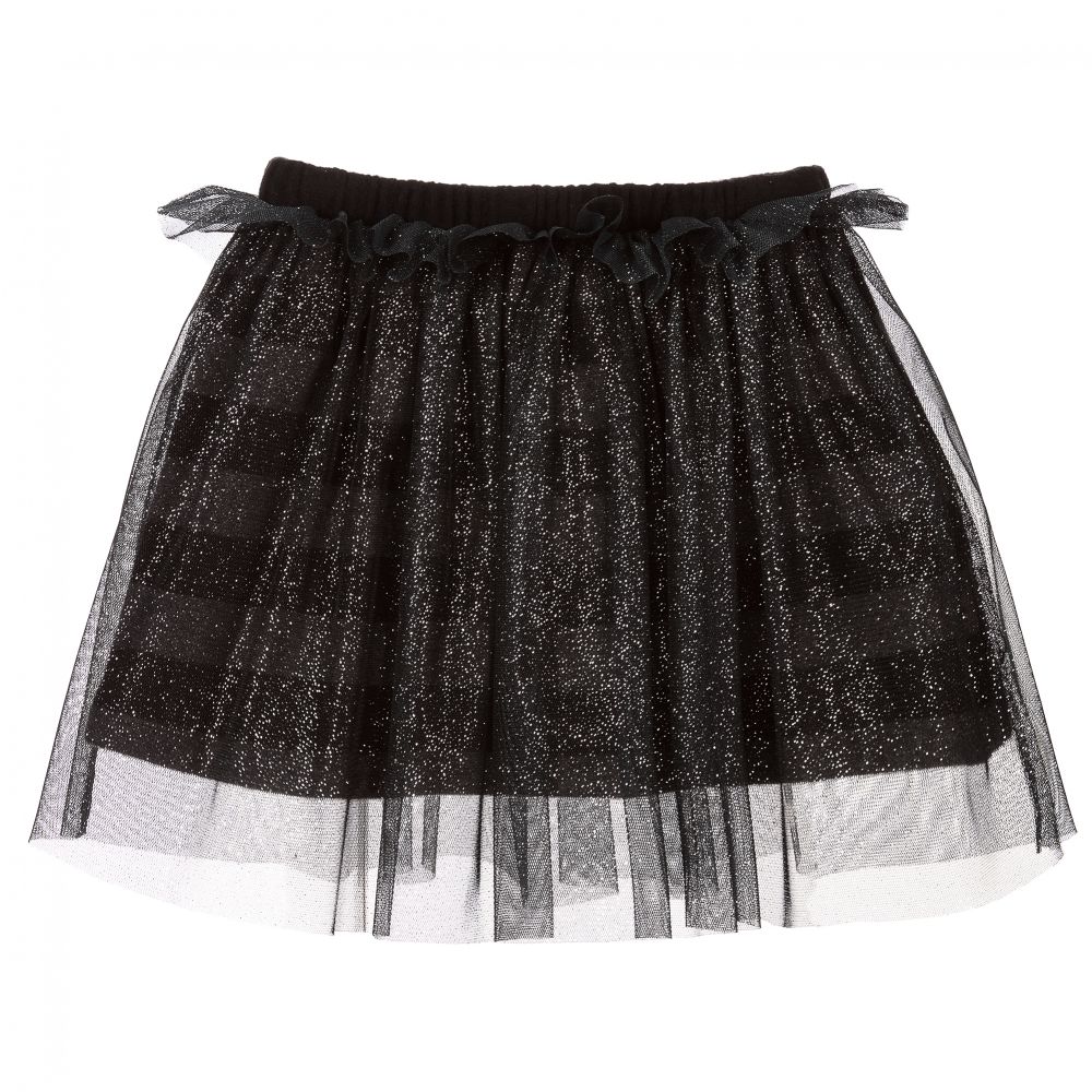 Piccola Ludo-Grey Knit & Tulle Skirt | Childrensalon Outlet