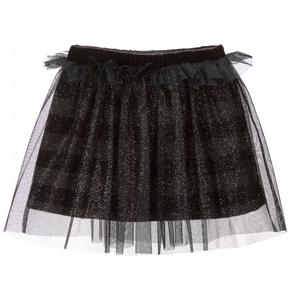 Piccola Ludo - Grey Knit & Tulle Skirt | Childrensalon