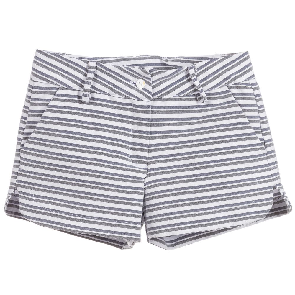 Piccola Ludo - Grey Striped Viscose Shorts | Childrensalon